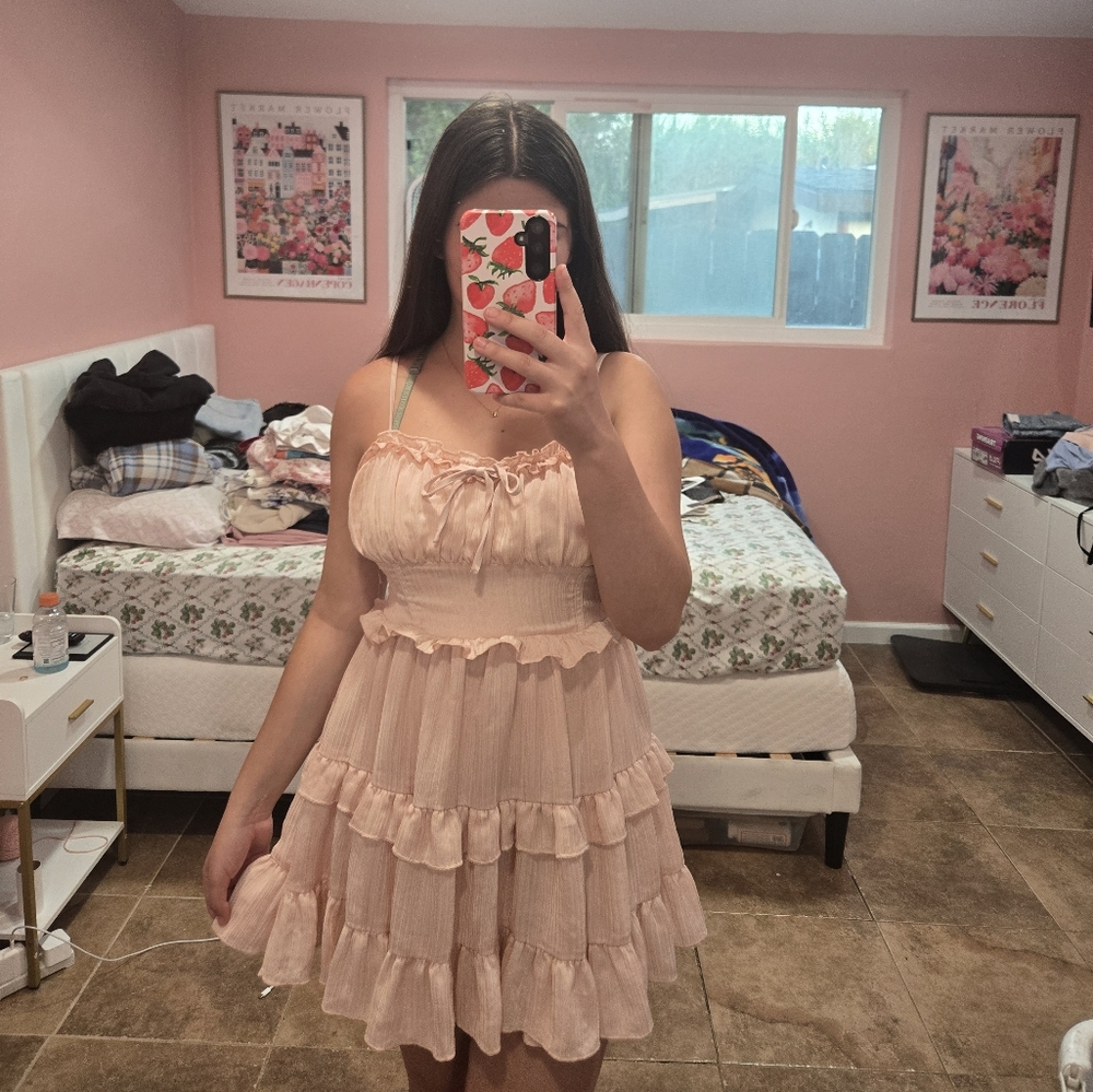 Wild Fable Pink Ruffle Mini Dress – Size Small